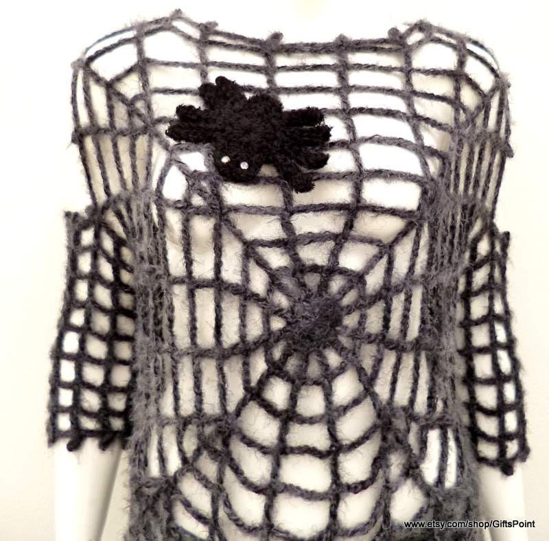 Women S Sweater Pullover Grey Spiderweb Goth Punk By GiftsPoint