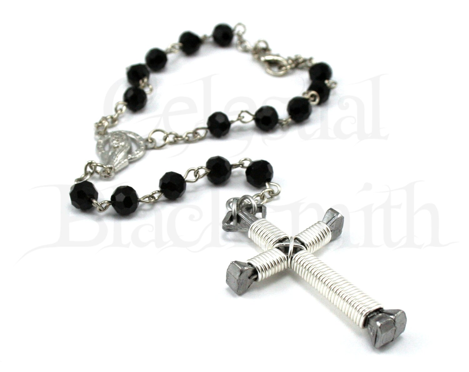 Rosary   Ornament View mirror view charm  rear Decoration  Rear Charm Wire Cross Mirror cross Car