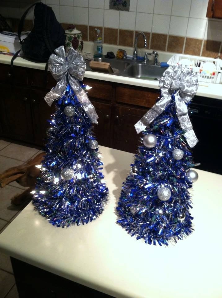 Tinsel Tree's Navy Blue n Silver Set of 2 by ElsiesCreativeDesign