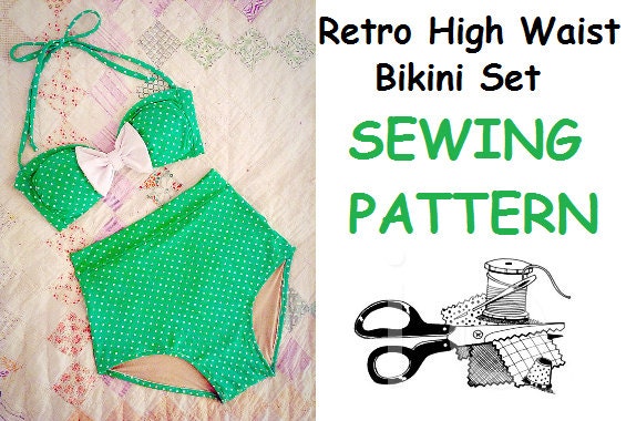 Retro High Waist Bikini SEWING PATTERN For Intermediate