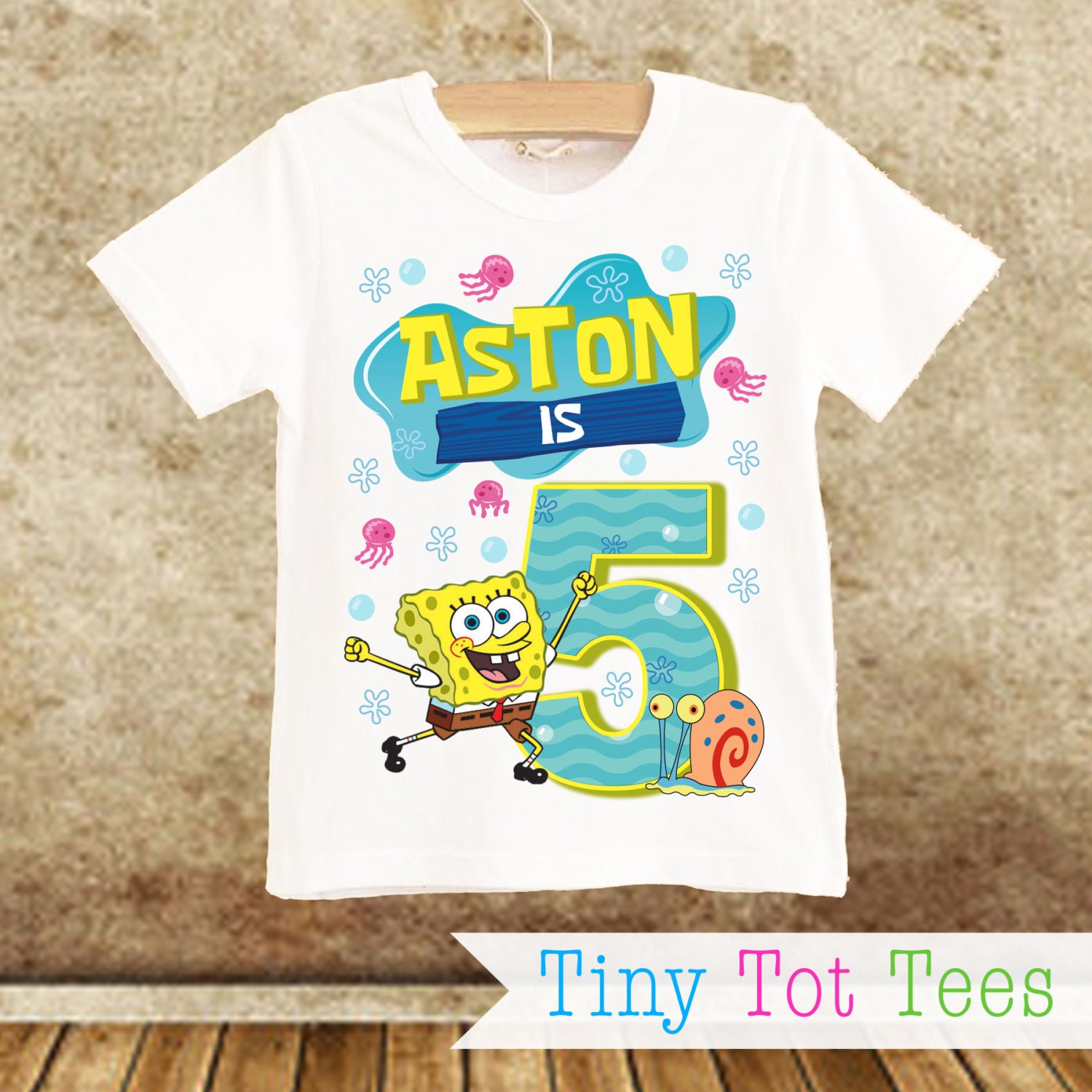 Spongebob Birthday Shirt PERSONALIZED with Name & by TinyTotTees