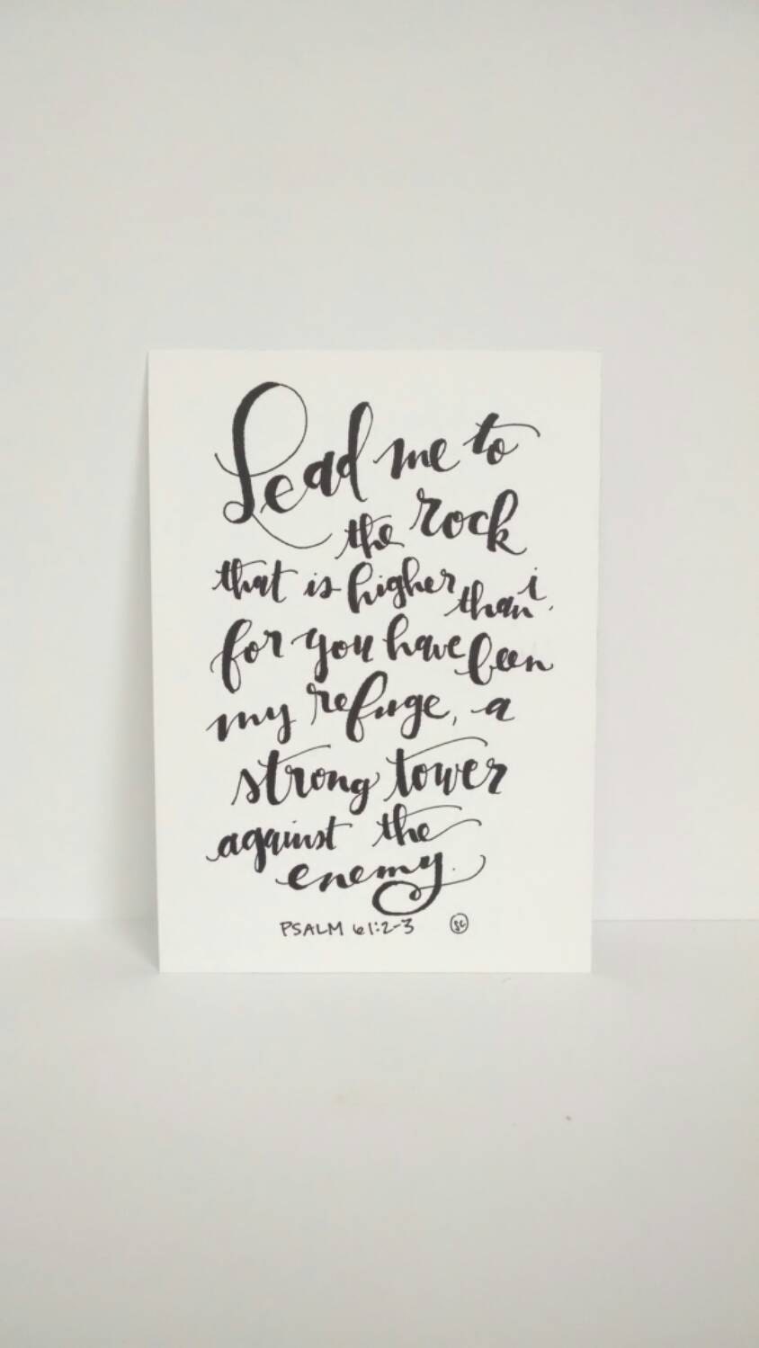 Psalm 61 2 3 Bible Calligraphy Verse Lead Me To The