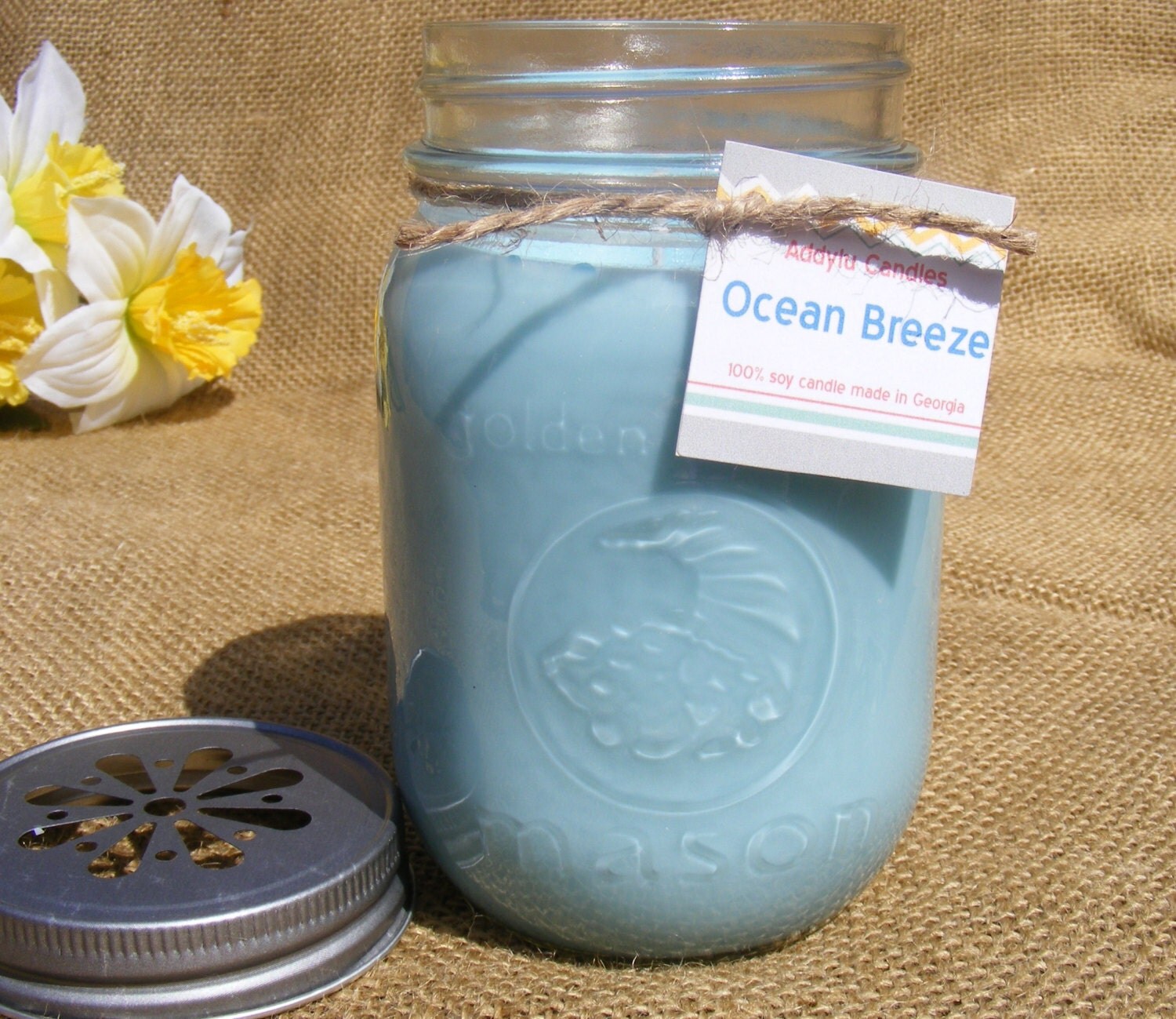 Ocean Breeze candle 16oz mason jar candle / ocean by AddyluCandles