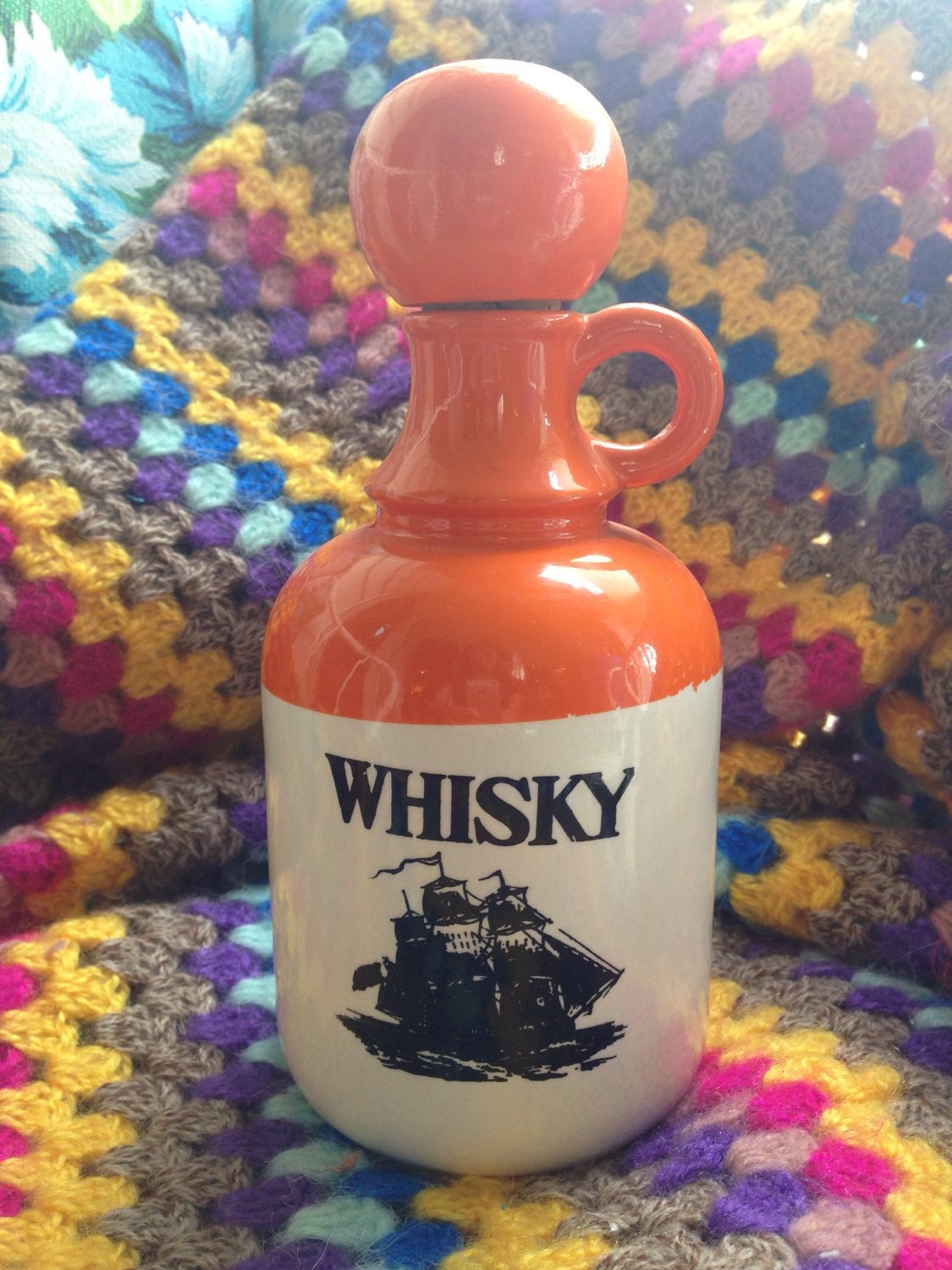 Vintage Pottery/Ceramic Whiskey Jug/Decanter by TPURvintage