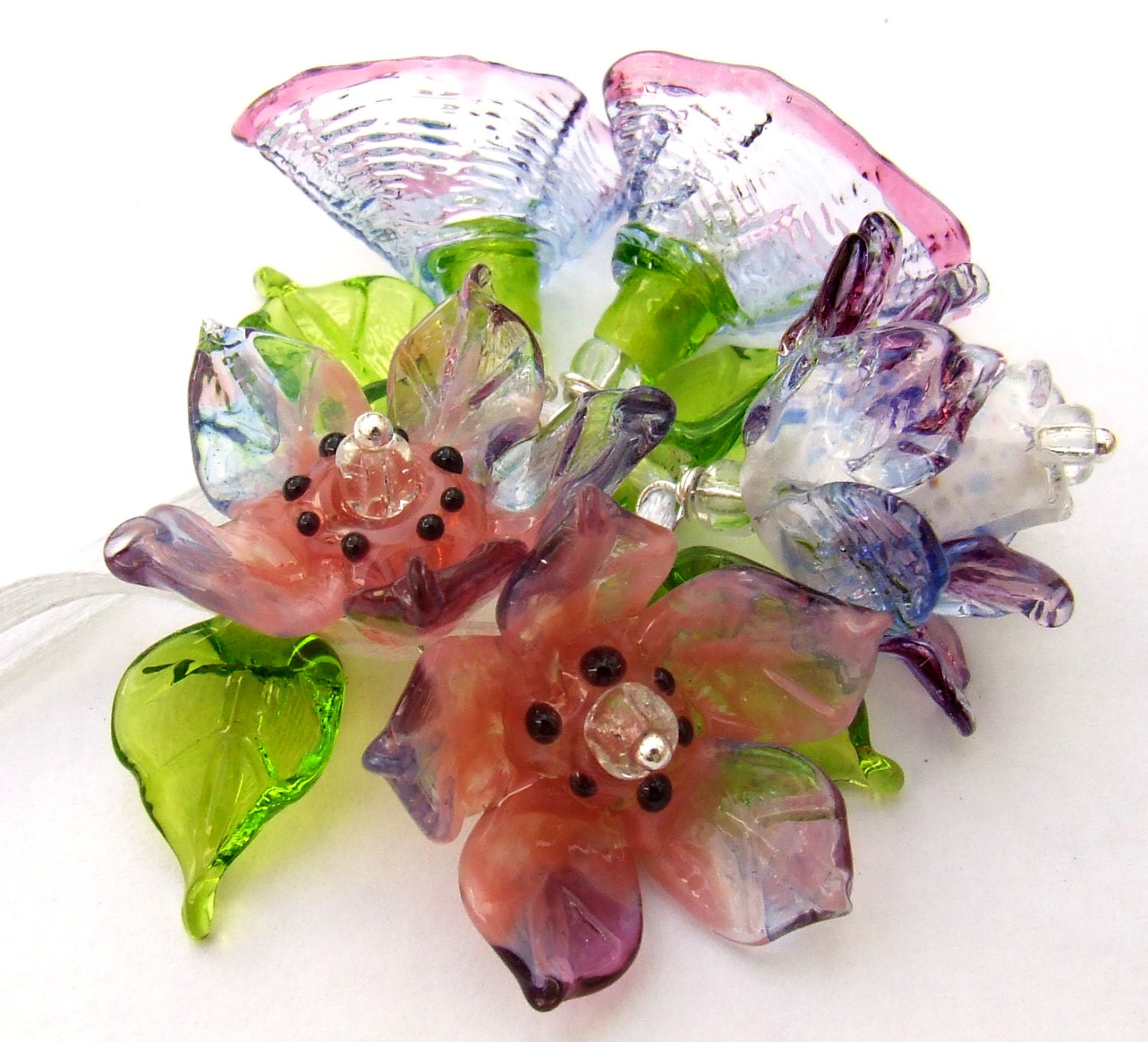 Lampwork Glass Flower Beads For Jewelry Making Romantic