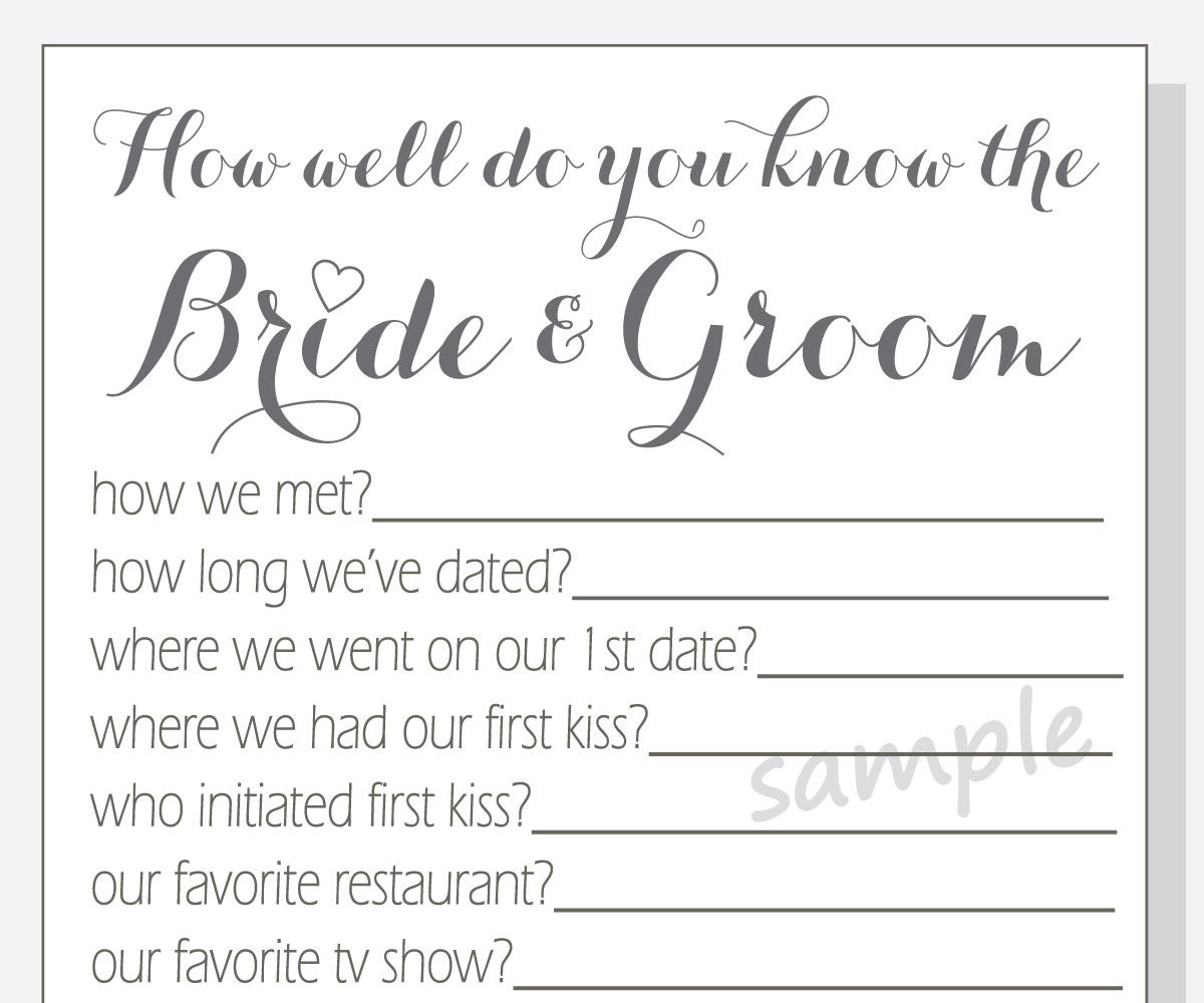 DIY How Well Do You Know The Bride And Groom Printable Cards