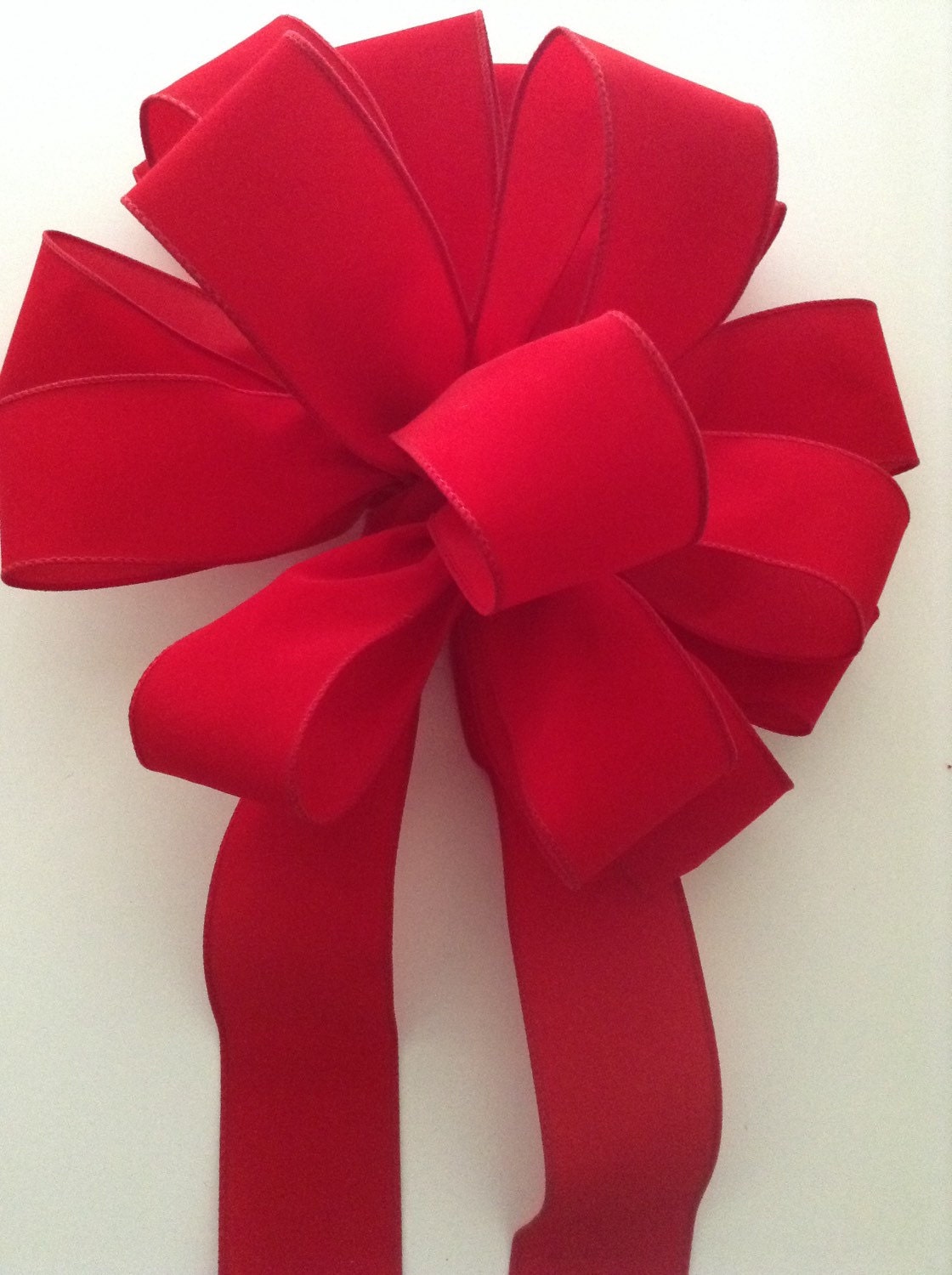 Christmas Red Velvet Fluffy Bow Red Decorative Bow