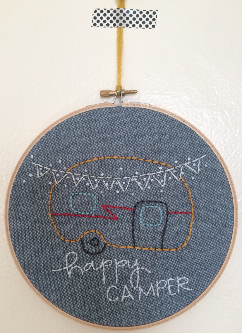 Items Similar To Happy Camper Embroidery Hoop Wall Hanging On Etsy