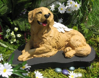 cement golden retriever garden statue