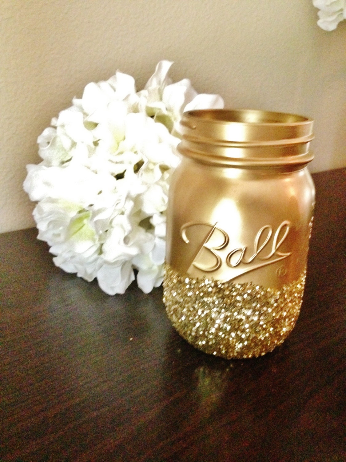 Gold Glitter Mason Jar By Magnolialaynes On Etsy