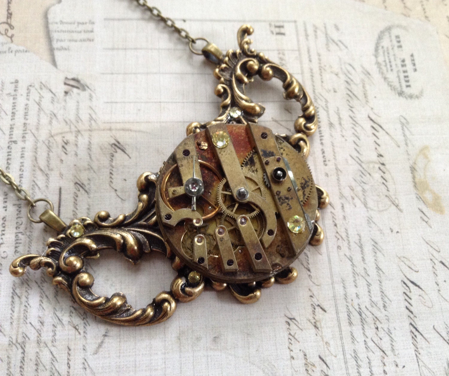 Steampunk Necklace Pocket Watch Movement Watch Pendant