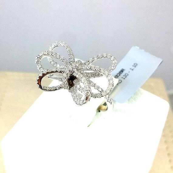 Bow Ring Diamond Engagement 18K white gold promise Ribbon ring Knot ... Bow Ring Diamond Engagement 18K white gold promise Ribbon ring Knot ...