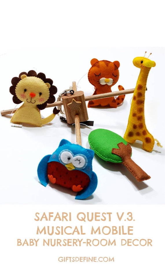Musical Baby Mobile SAFARI QUEST V3 artist choice by GiftsDefine