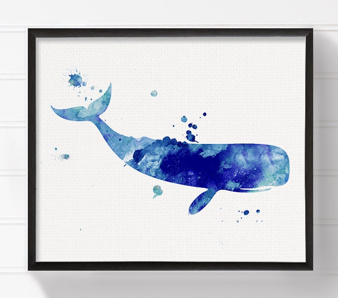 Watercolor Whale Whale Art Print Whale Painting Bathroom