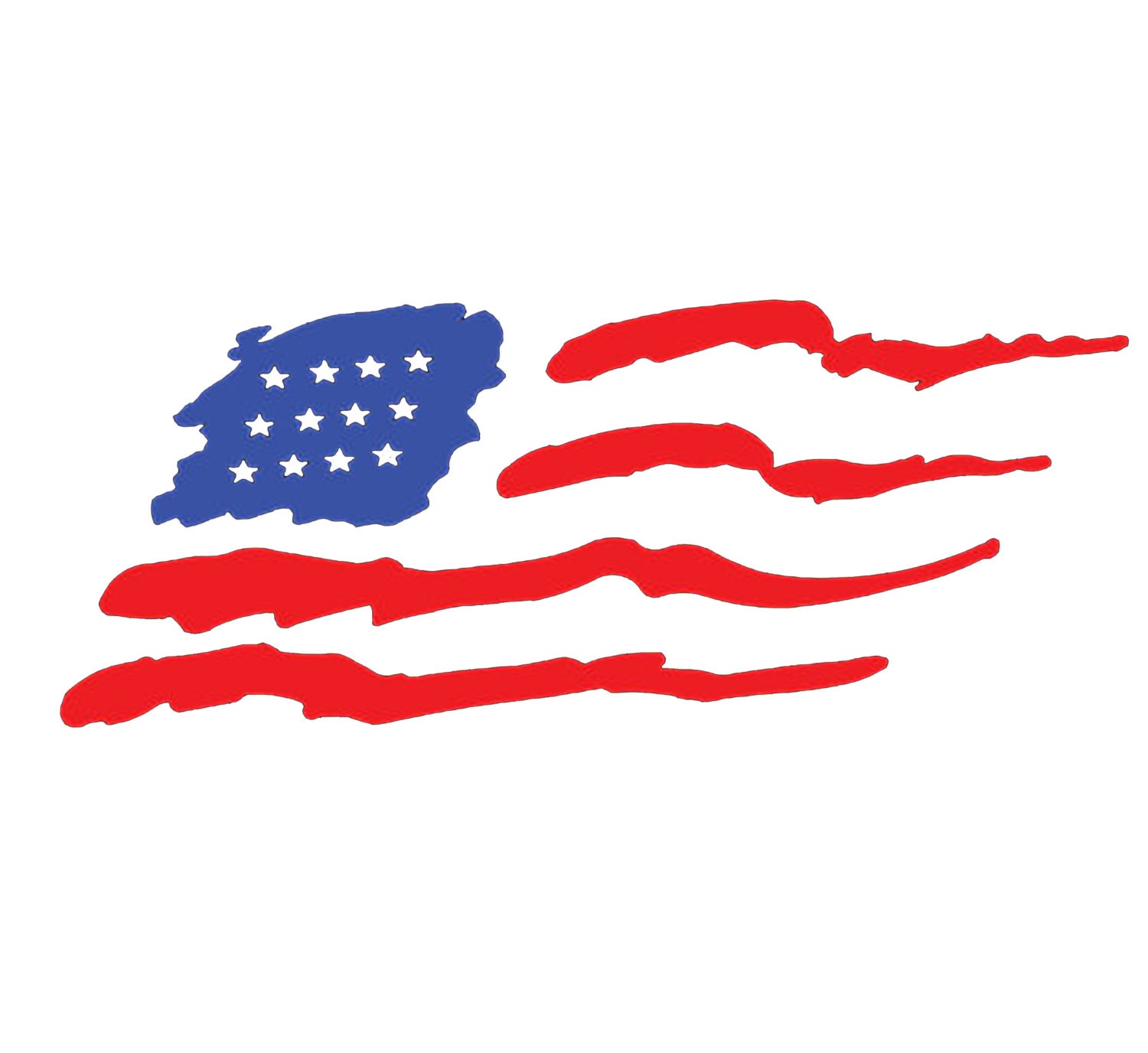 Large Size Wavy American Flag Vinyl Sticker Decal For Car Back