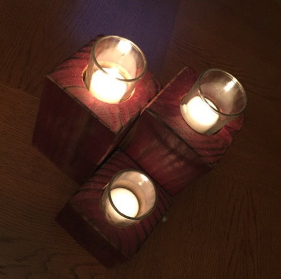 Reclaimed Wood Candle Holder By Three On Etsy