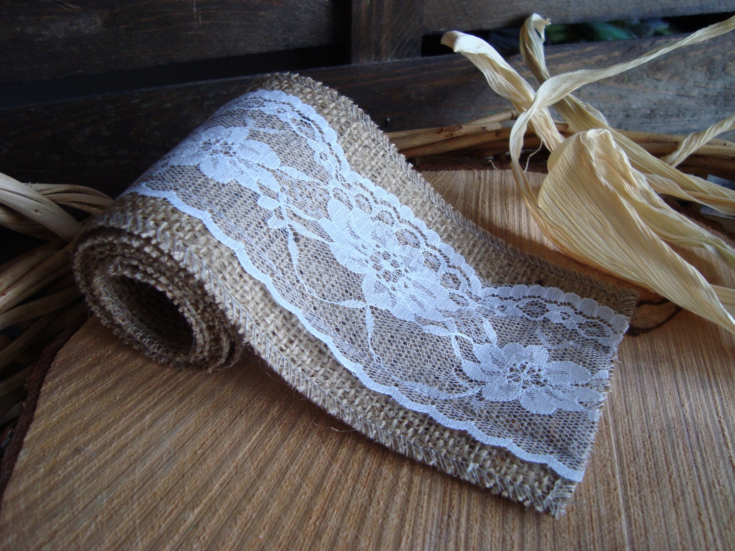 Burlap Lace Ribbon Trim Rustic Wedding Decor