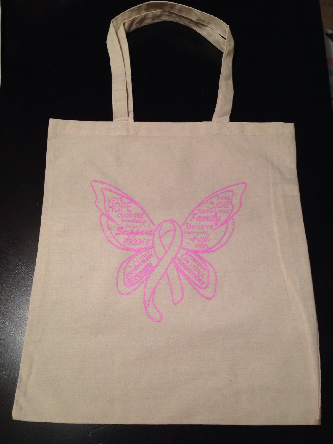 Items Similar To Pink Breast Cancer Awareness Butterfly Tote Bag