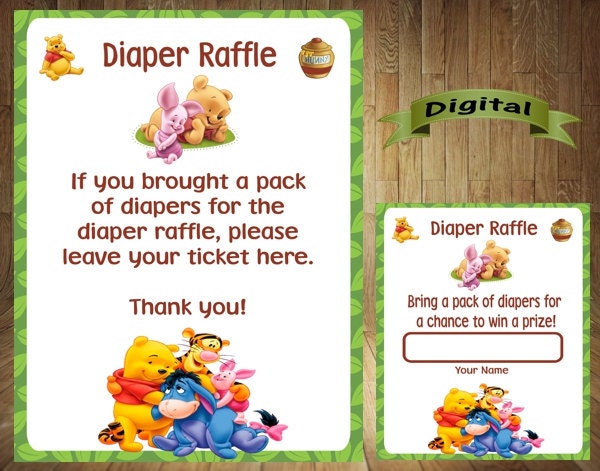 Winnie The Pooh Diaper Raffle Winnie The Pooh Baby Shower