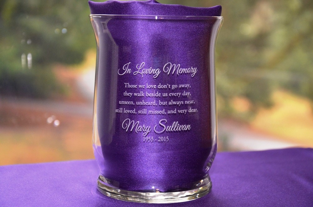 Personalized Engraved Memorial Glass Hurricane Candle