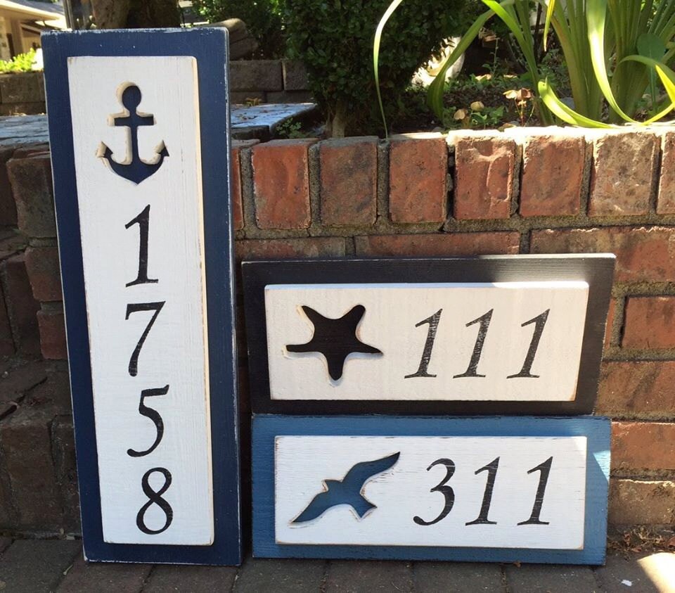 House Number Address Sign Beach Lake House Nautical By