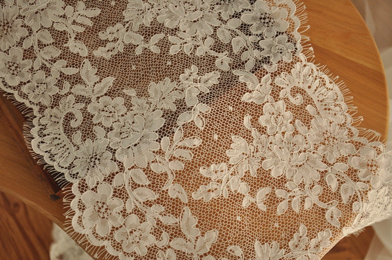 3 Yards Chantilly Lace Fabric Trim For Birdal Veil By Lacetime