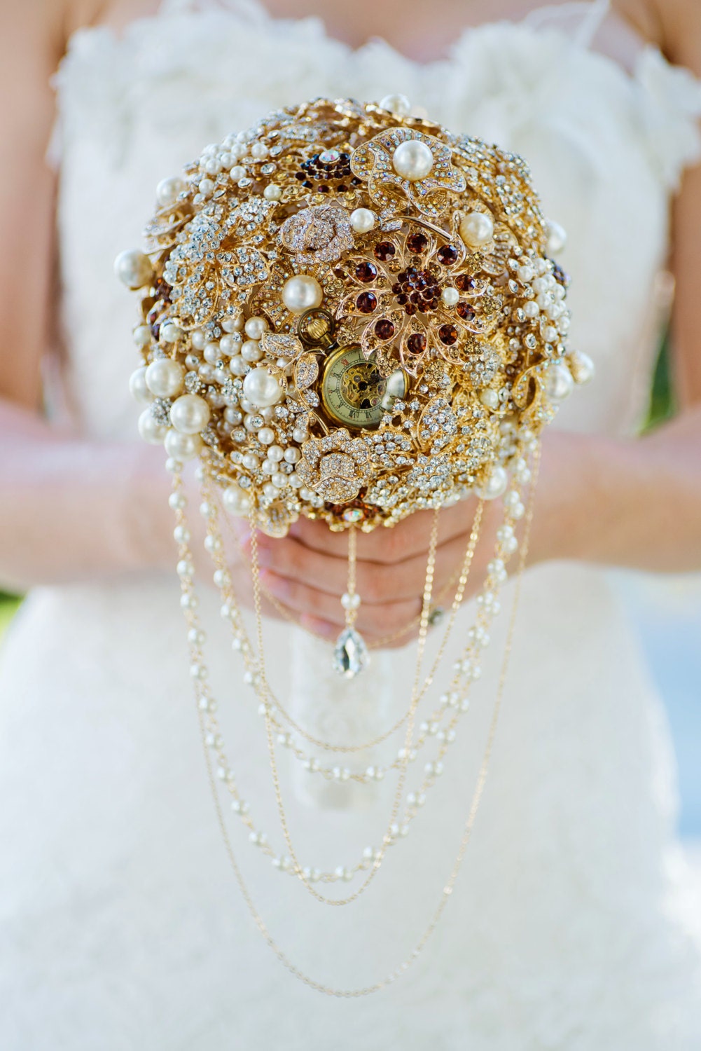 Custom Gold Brooch Bouquet Bridal Bouquet Wedding Bouquet