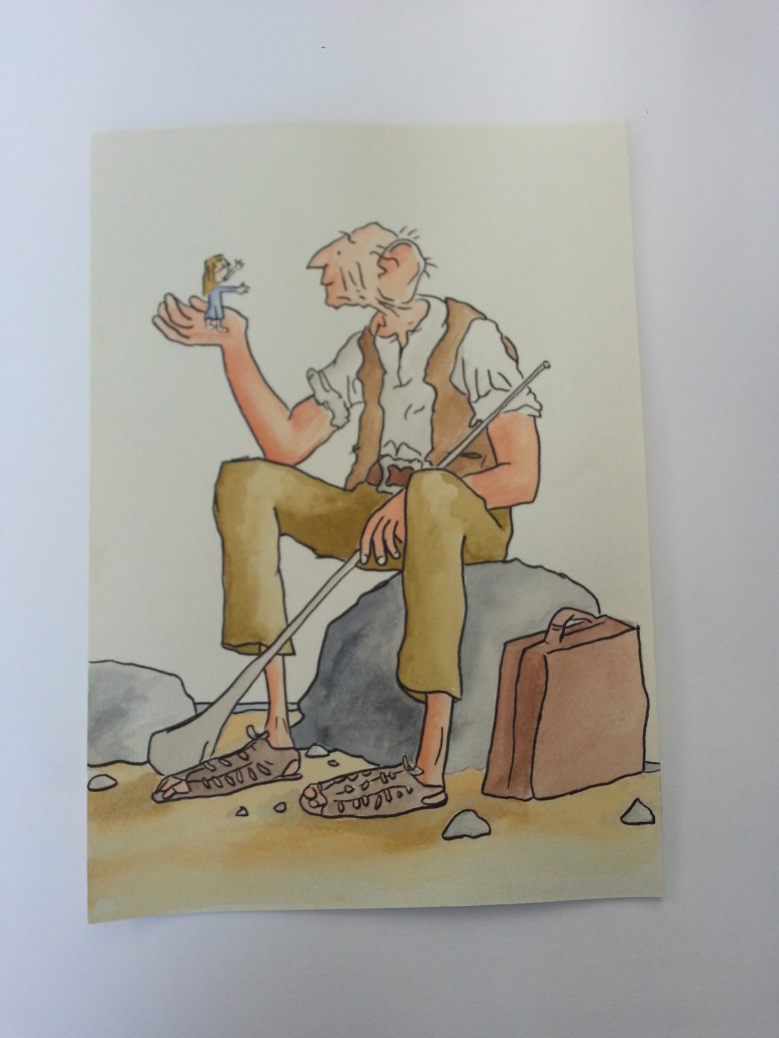 A4 The BFG Watercolour Painting Roald Dahl Quentin Blake Hand