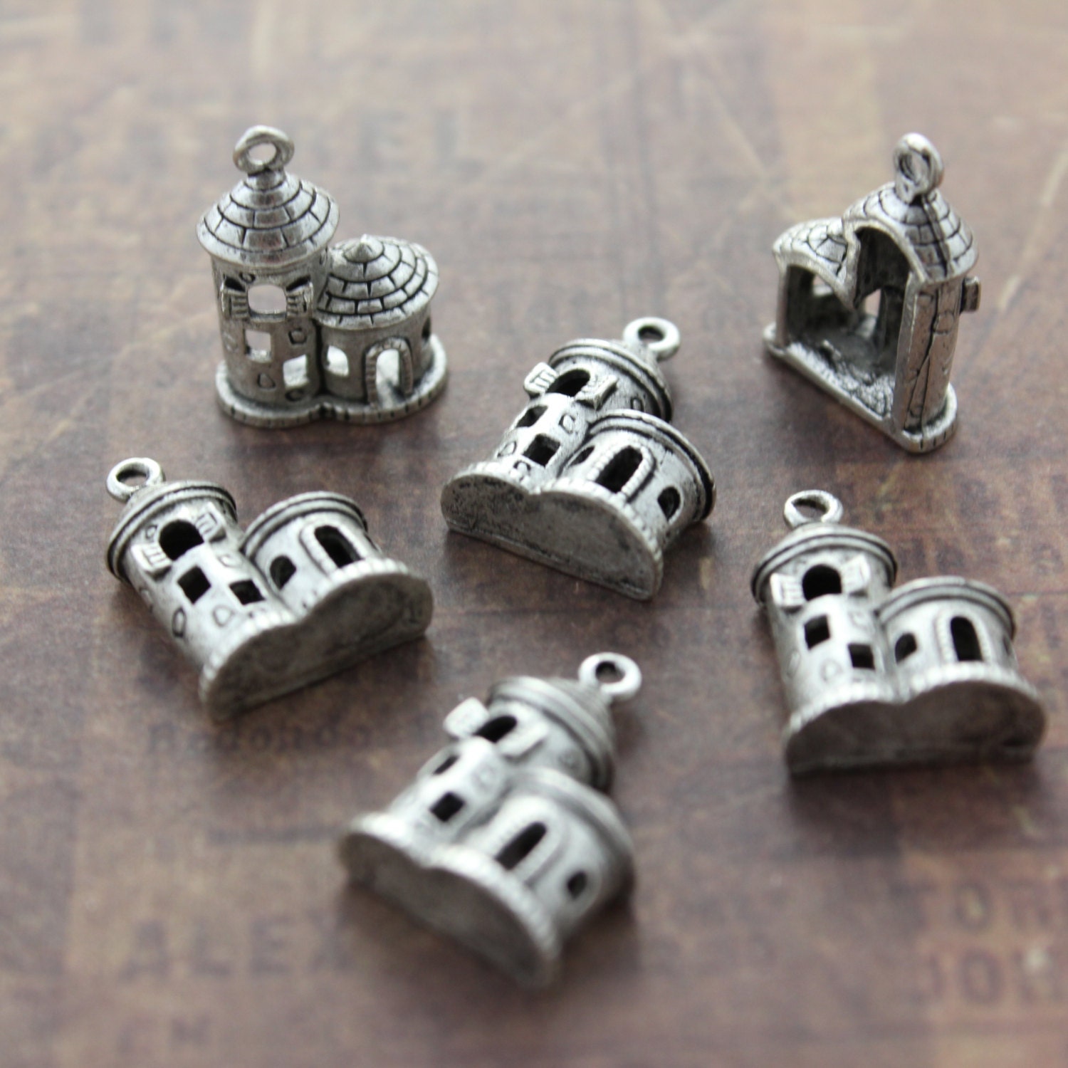 Castle Charms Castle Pendants Antiqued Silver Tone D X Mm