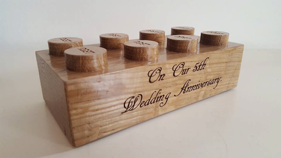 Wooden Lego Block Personalised Engraved