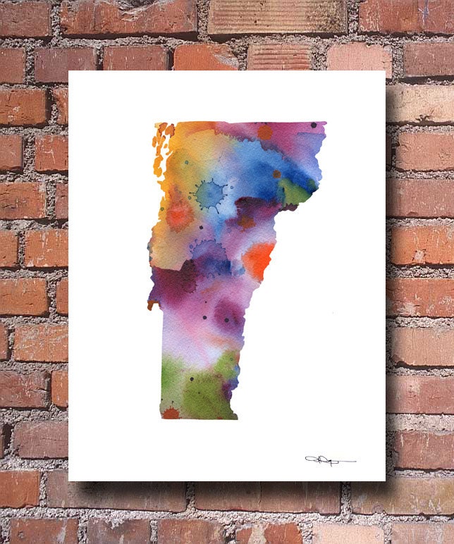 Alaska Map Abstract Watercolor Art Print Wall Decor