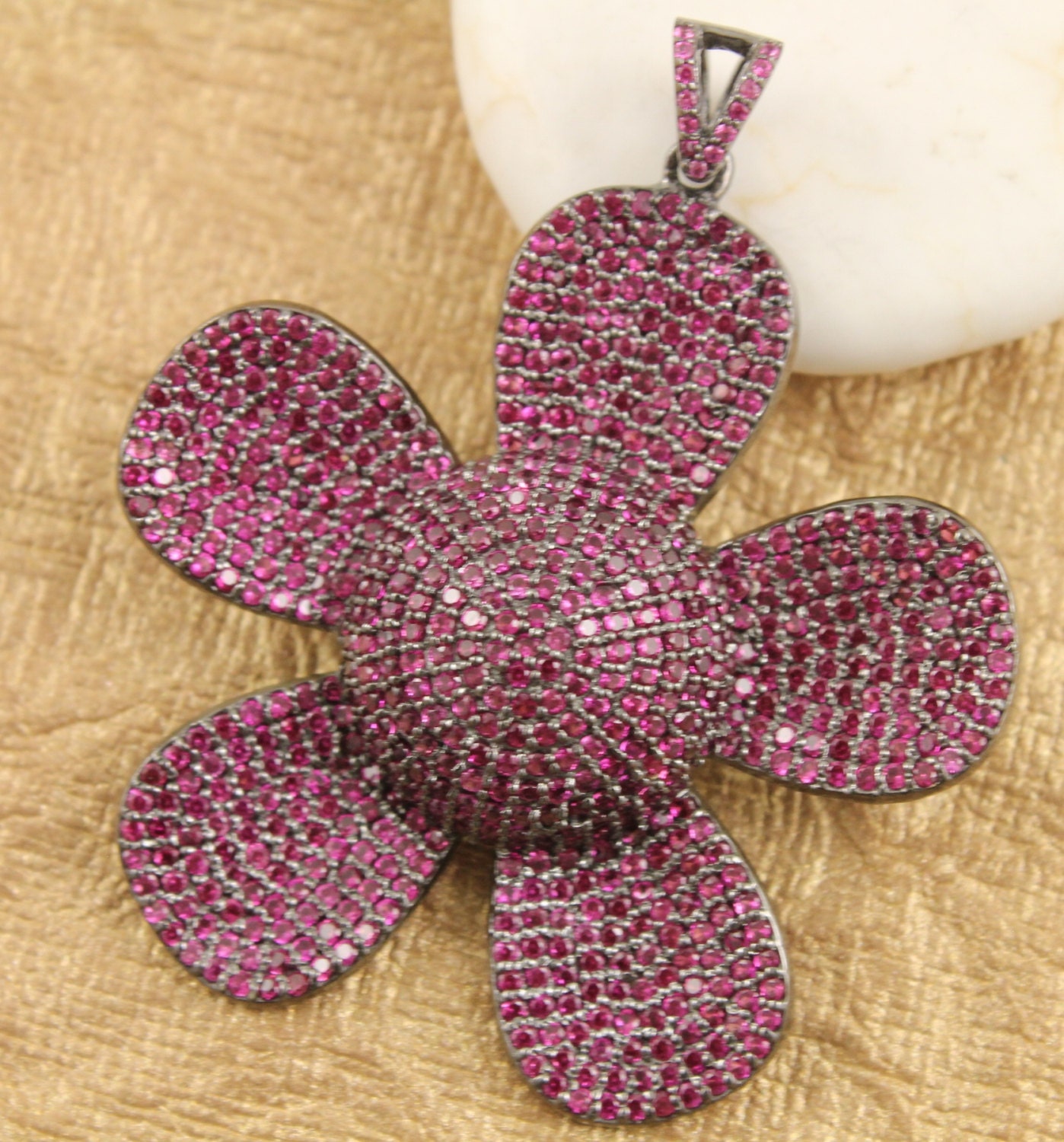 Pave Diamond Flower Pendant Pavé Diamond Charm by Beadspoint