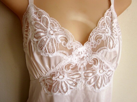 Sale Vintage Camisole Cami Slip White Nylon Sexy Lingerie