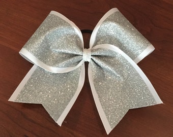 Cheer Bow Hot Pink And Silver Glitter