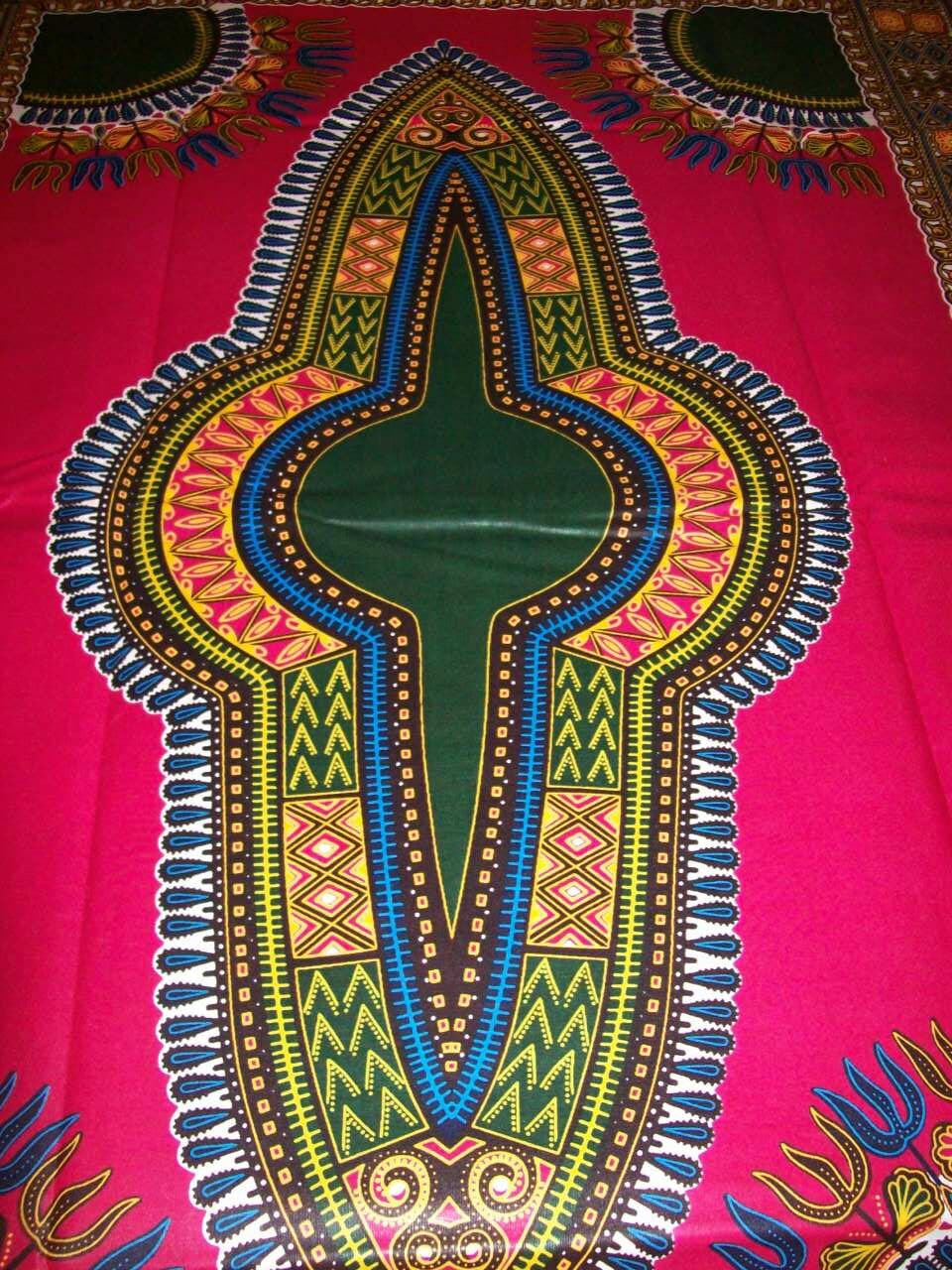 Fuchsia Pink And Green Dashiki Fabric 6 Yards Wholesale