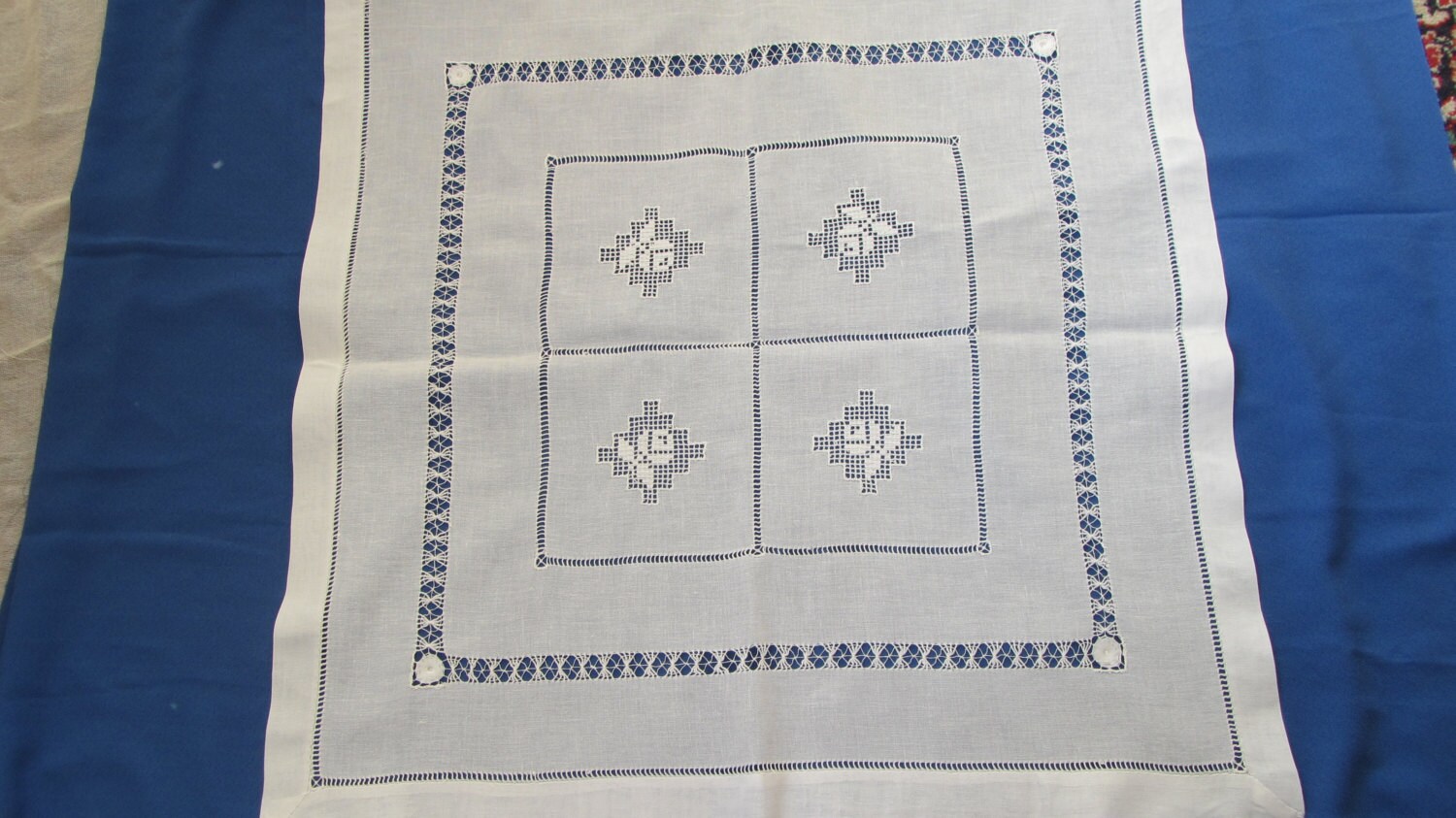 Vintage Crochet cotton lace, Crochet lace napkin, White lace napkin, Cotton lace