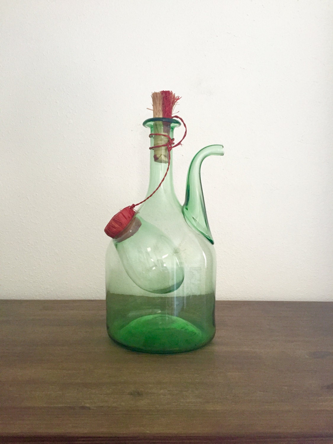 Italian Green Glass Wine Decanter With Ice By Speckadoos On Etsy