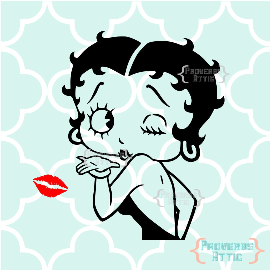 Betty Boop Blowing Kiss Vinyl Sticker Car Decal By Proverbsattic