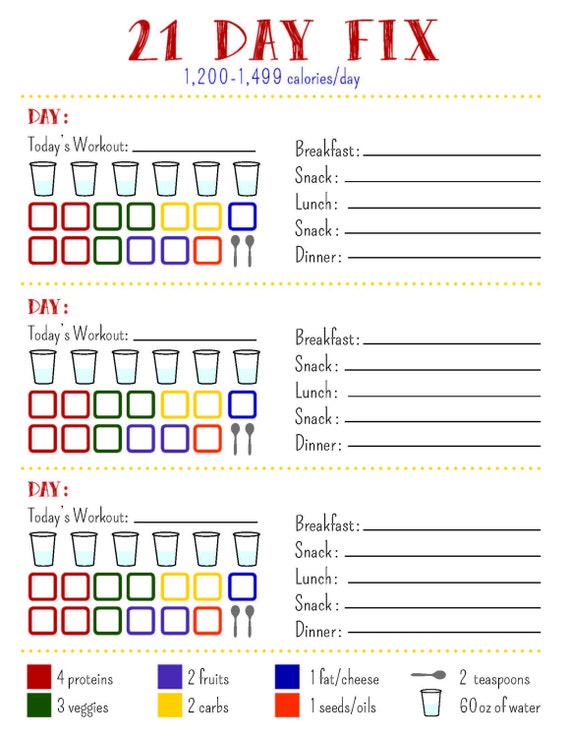 21 Day Fix Diet Sheets