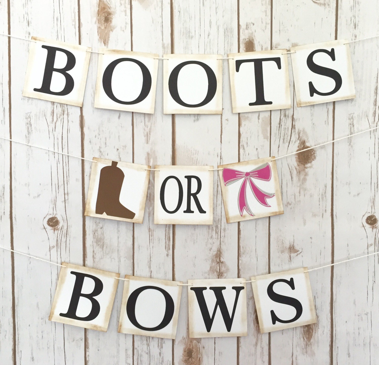 Boots Or Bows Gender Reveal Banner Gender Reveal Sign Baby