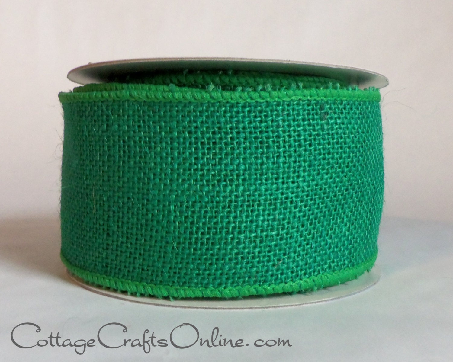 Burlap Wired Ribbon 2 1 2 Kelly Green Natural Jute