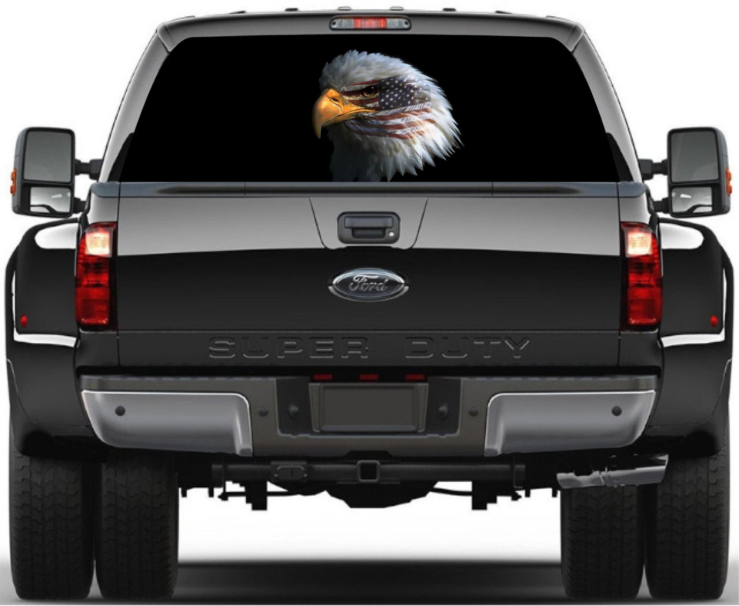 American Bald Eagle Pick Up Truck Perforated Rear Windows