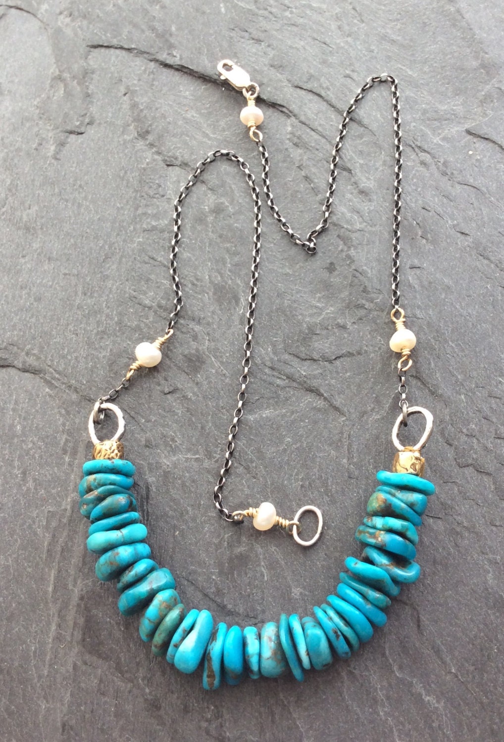 SALE Turquoise Nugget Necklace December By Mollymoojewels On Etsy