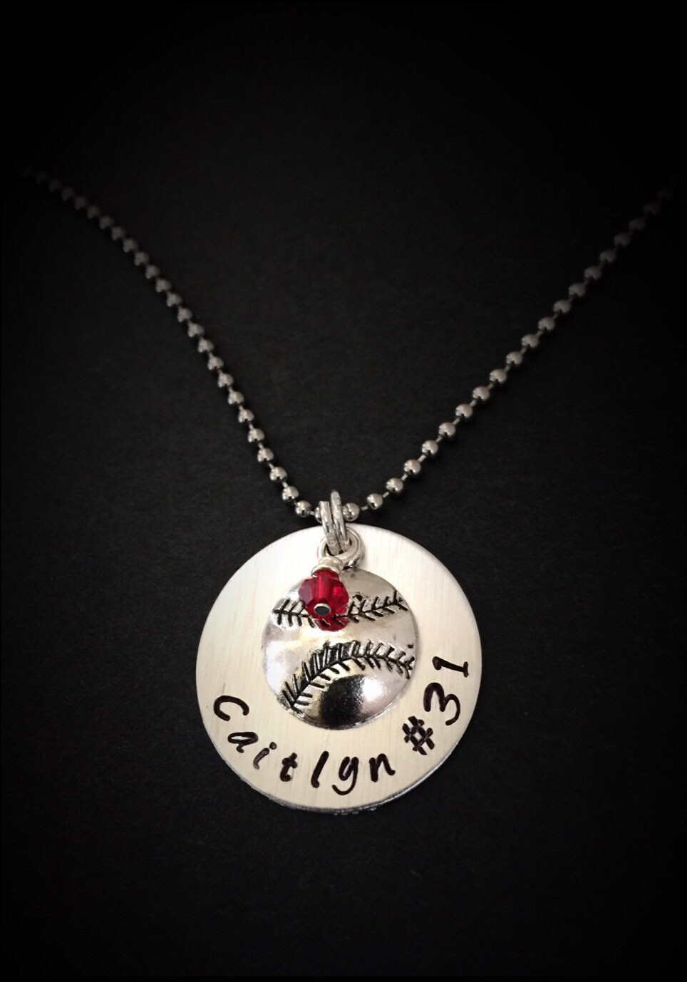 Hand Stamped Softball Jewelry Personalized Softball Necklace