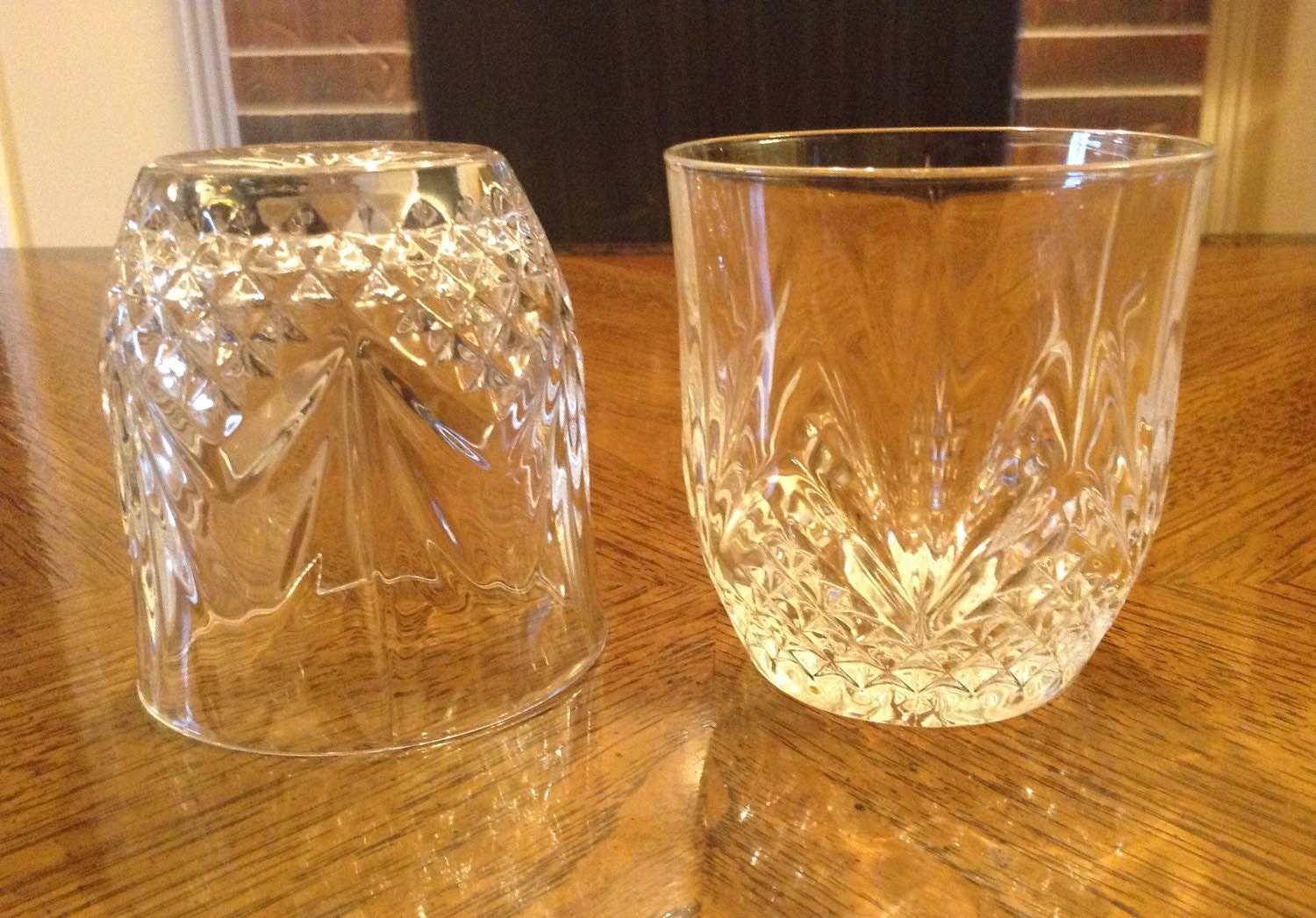 Vintage Cut Crystal Double Old Fashioned Whiskey Glasses