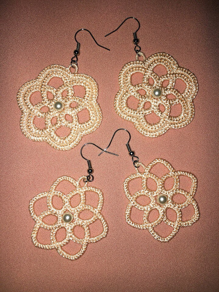 FSL Machine Embroidery Design Earrings Set Tatting Lace