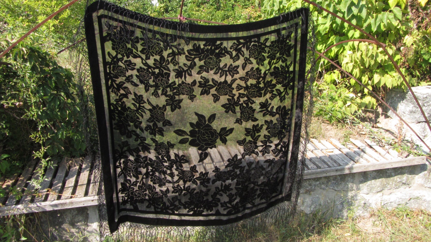 Black Silk Viscose Transparent Shawl Evening Dress Accessorie, Black Dress Acces
