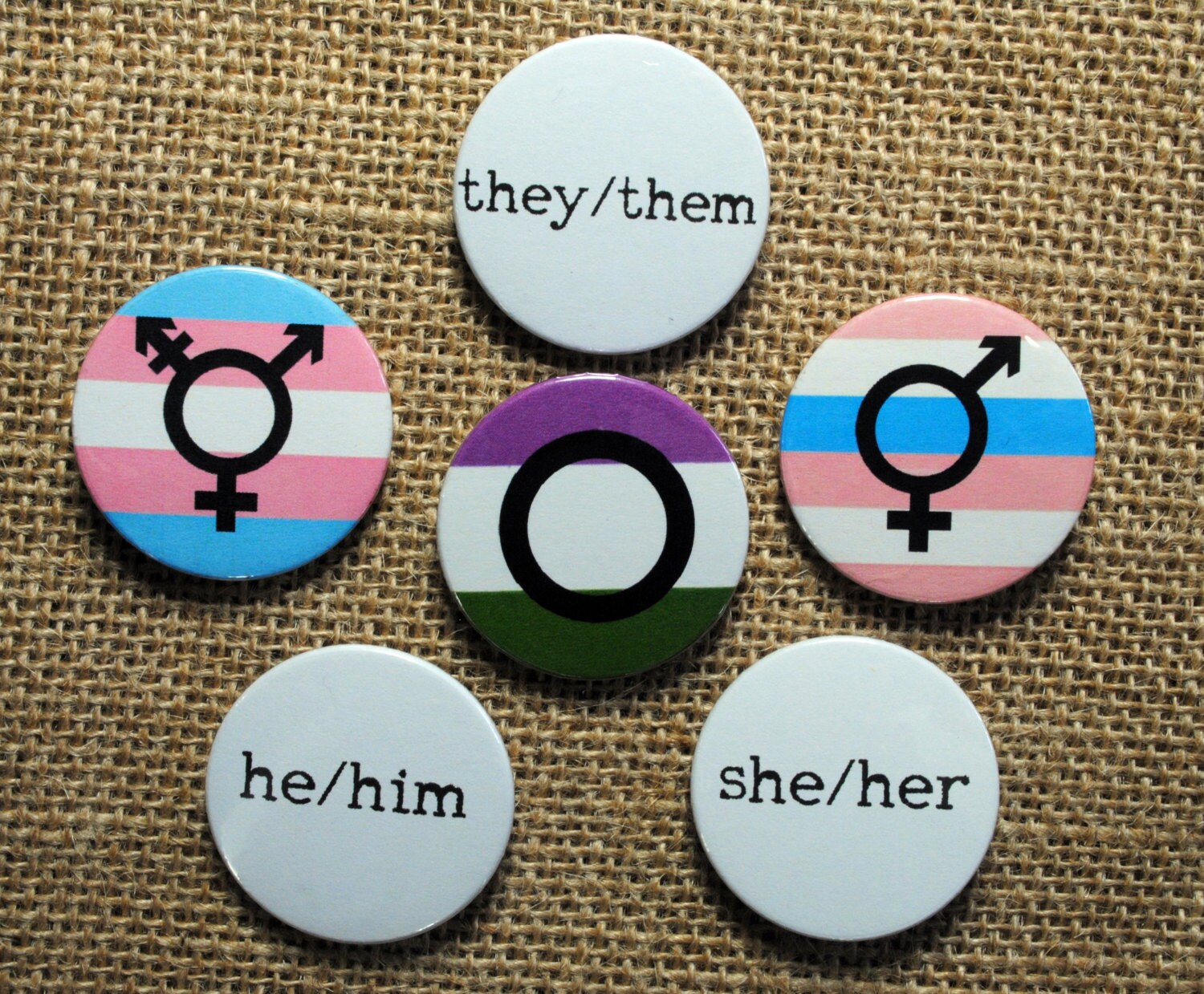 Gender Symbol Pronoun Pride Badges 2 Badge Pack 38mm