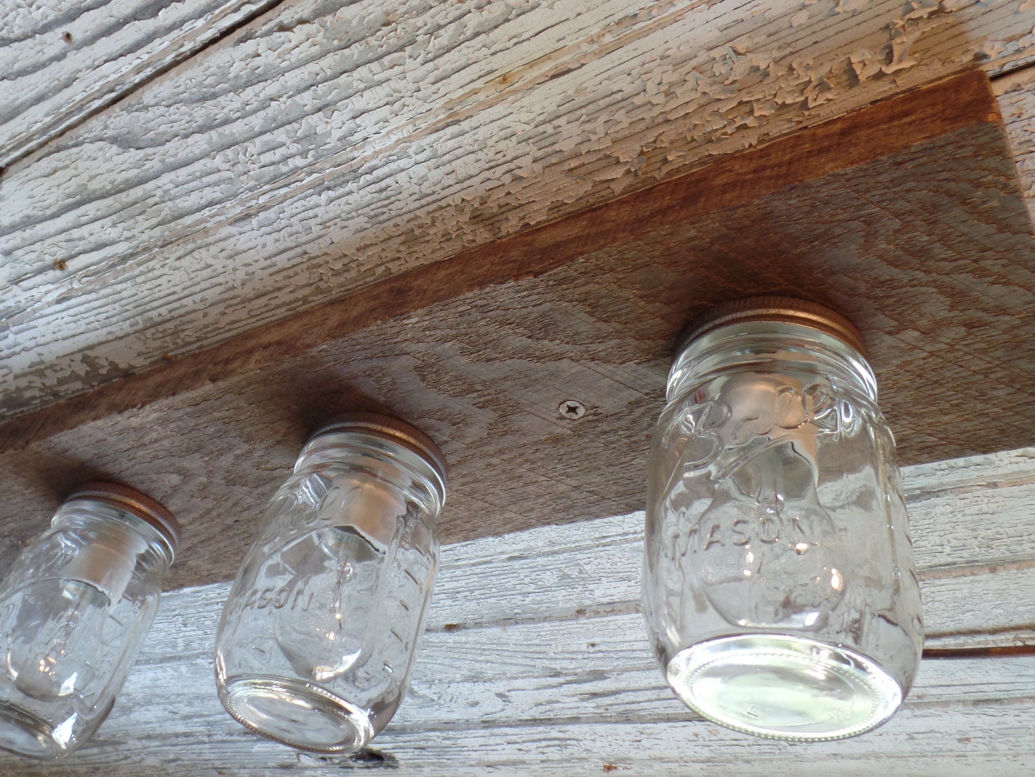 Mason Jar Light Fixture Country Reclaimed Oak Barn