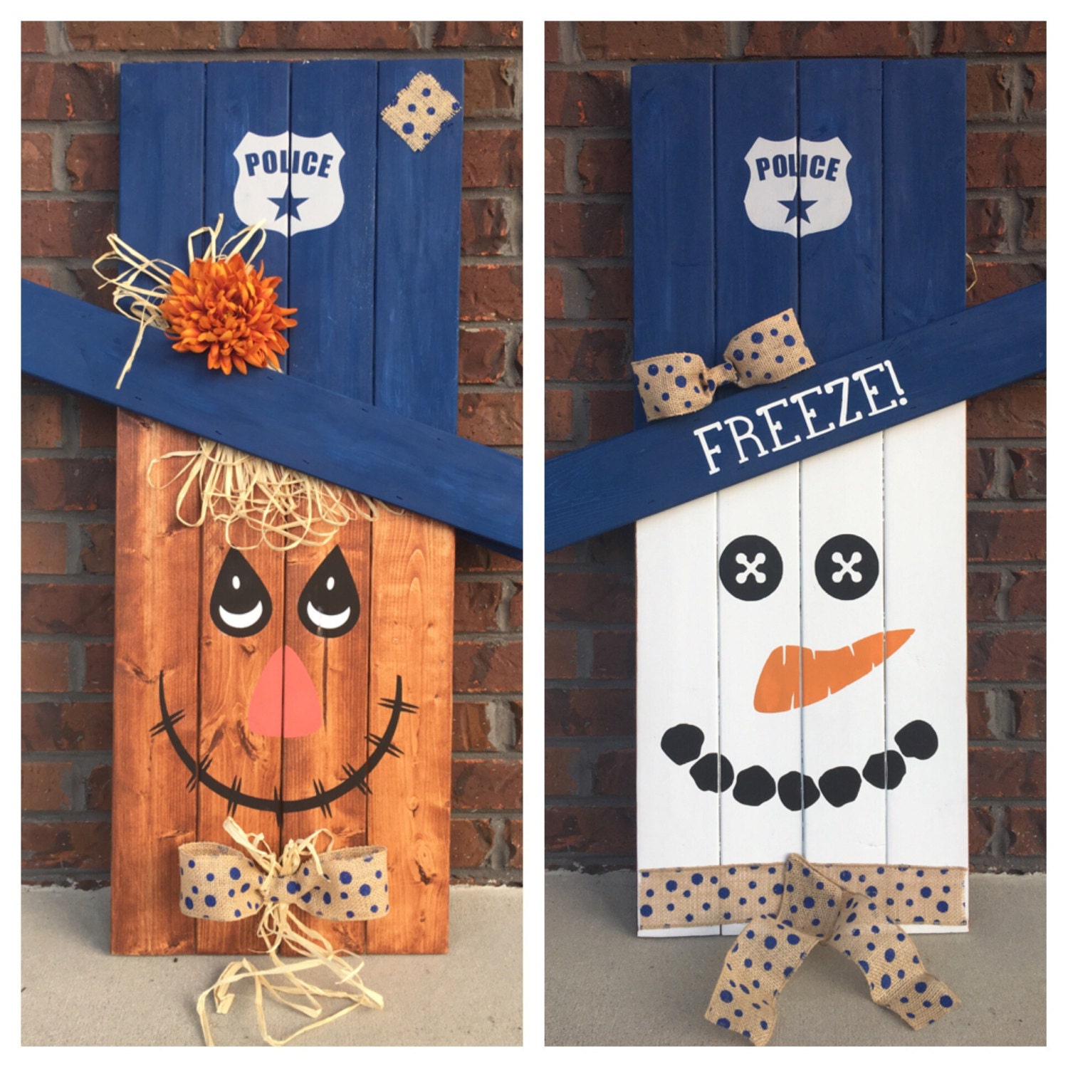 Reversible Scarecrow Snowman Pallet Sign Porch Decor Porch